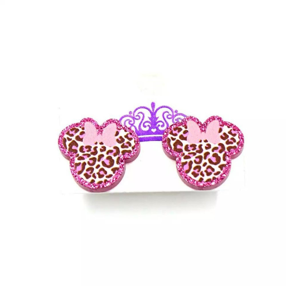 Korean Style Earrings "Leopard Minnie"